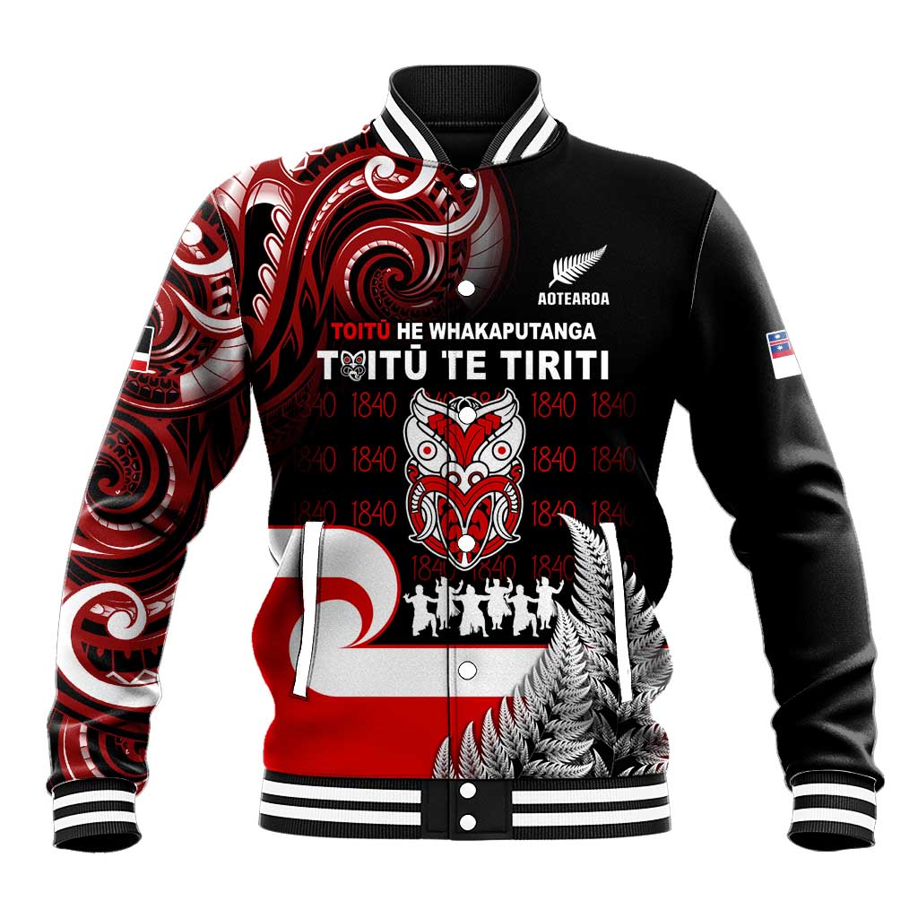 Aotearoa Toitu He Whakaputanga Baseball Jacket Toitu Te Tiriti O Waitangi