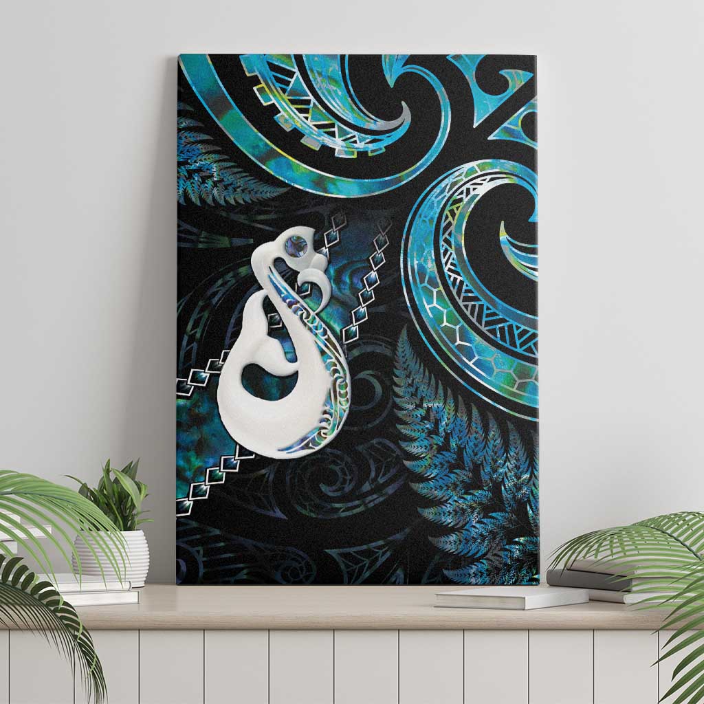 New Zealand Aotearoa Canvas Wall Art Maori Manaia Paua Shell Glitter Turquoise