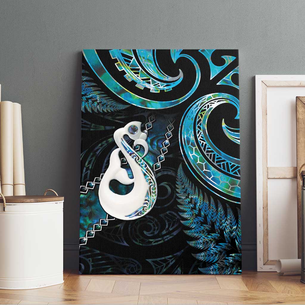 New Zealand Aotearoa Canvas Wall Art Maori Manaia Paua Shell Glitter Turquoise