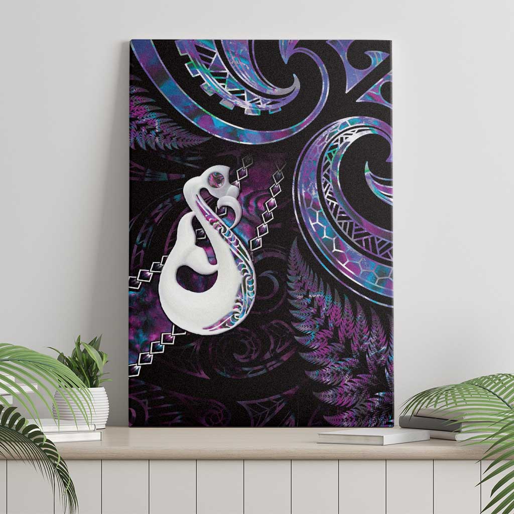 New Zealand Aotearoa Canvas Wall Art Maori Manaia Paua Shell Glitter Purple