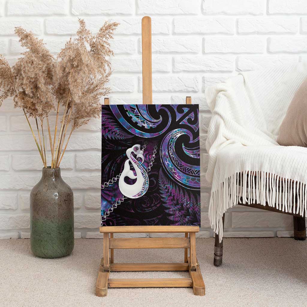 New Zealand Aotearoa Canvas Wall Art Maori Manaia Paua Shell Glitter Purple