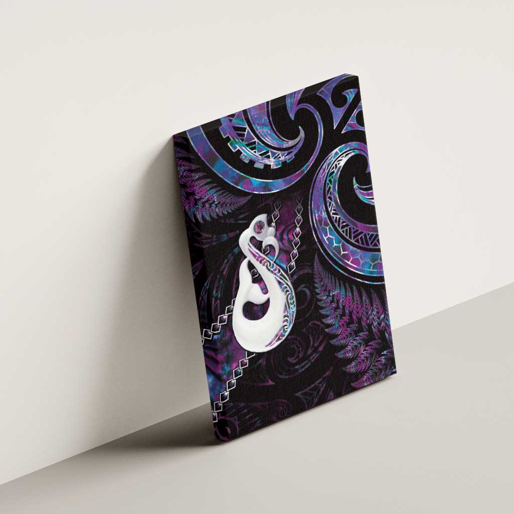 New Zealand Aotearoa Canvas Wall Art Maori Manaia Paua Shell Glitter Purple