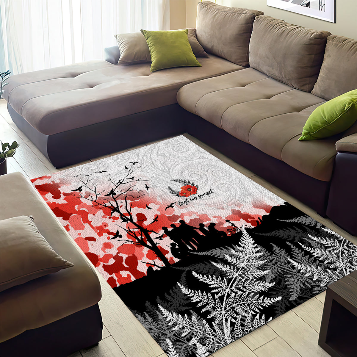 Kei Wareware Tatou New Zealand ANZAC Day Area Rug Lest We Forget