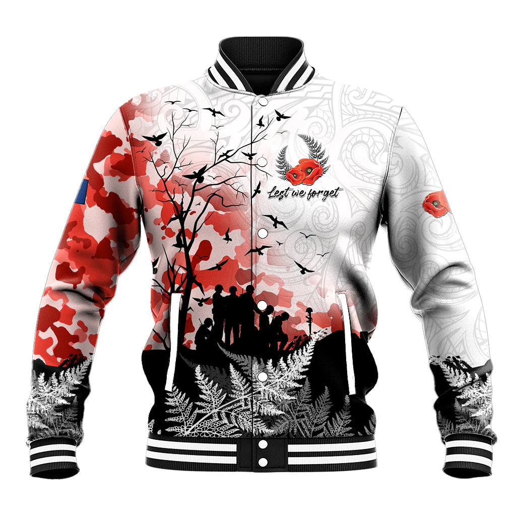 Kei Wareware Tatou New Zealand ANZAC Day Baseball Jacket Lest We Forget