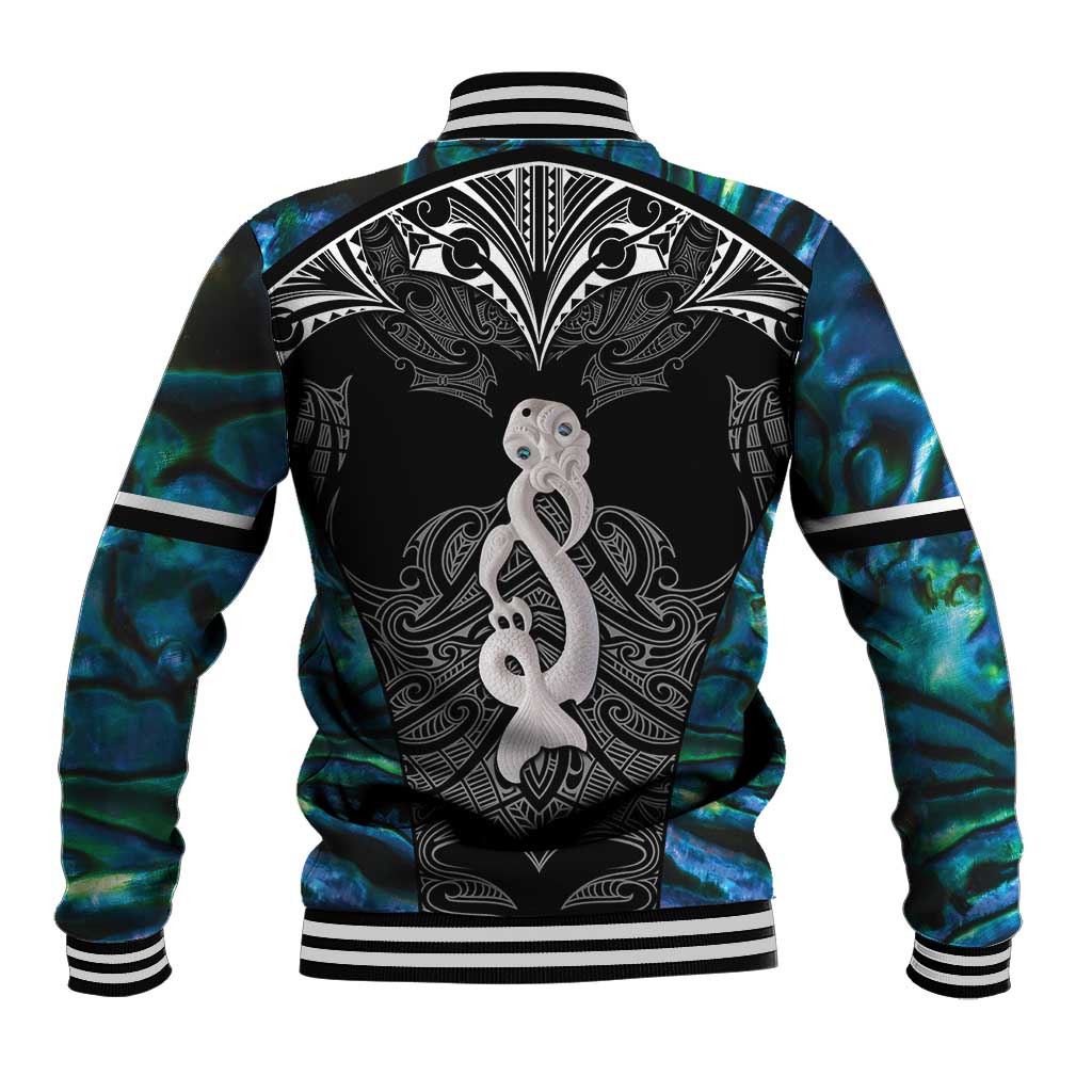 New Zealand Aotearoa Baseball Jacket Maori Taniwha Paua Shell