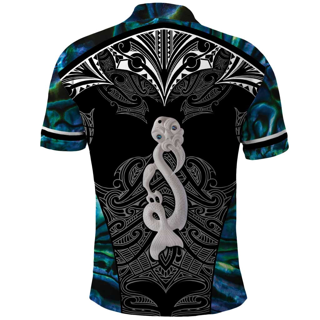 New Zealand Aotearoa Polo Shirt Maori Taniwha Paua Shell