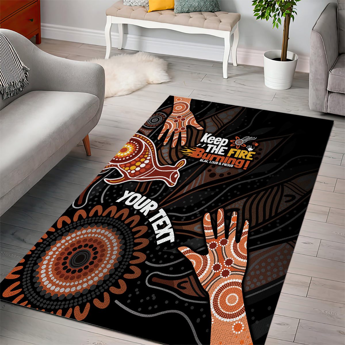 NAIDOC Week 2024 Personalised Area Rug Aboriginal Hand Stencils