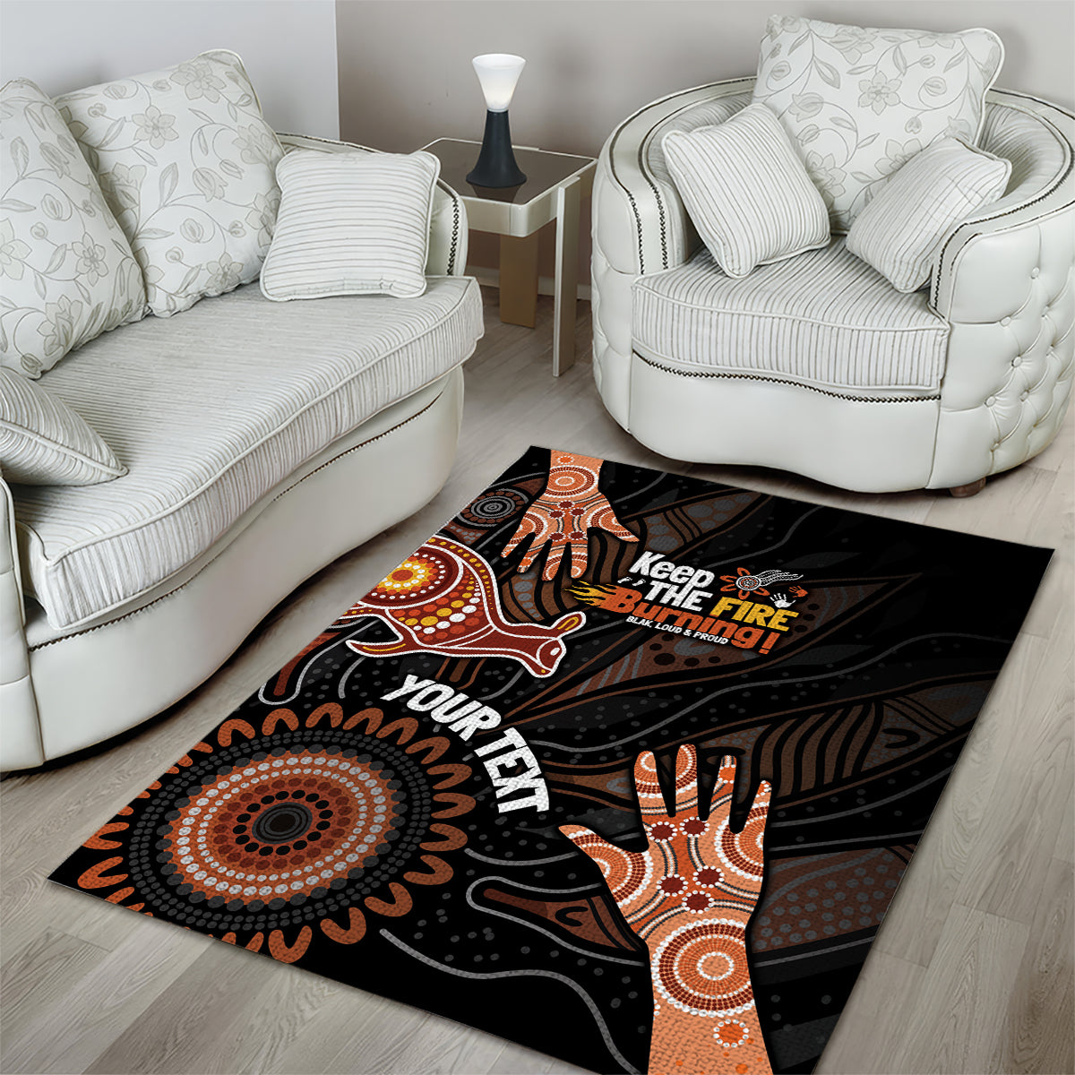 NAIDOC Week 2024 Personalised Area Rug Aboriginal Hand Stencils