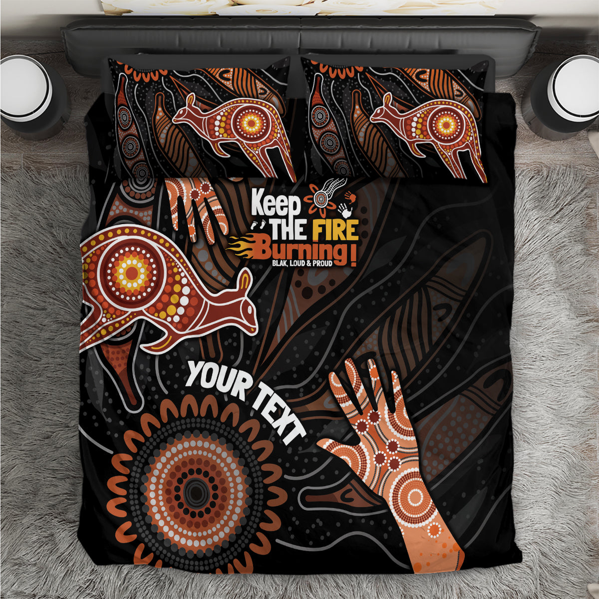 NAIDOC Week 2024 Personalised Bedding Set Aboriginal Hand Stencils