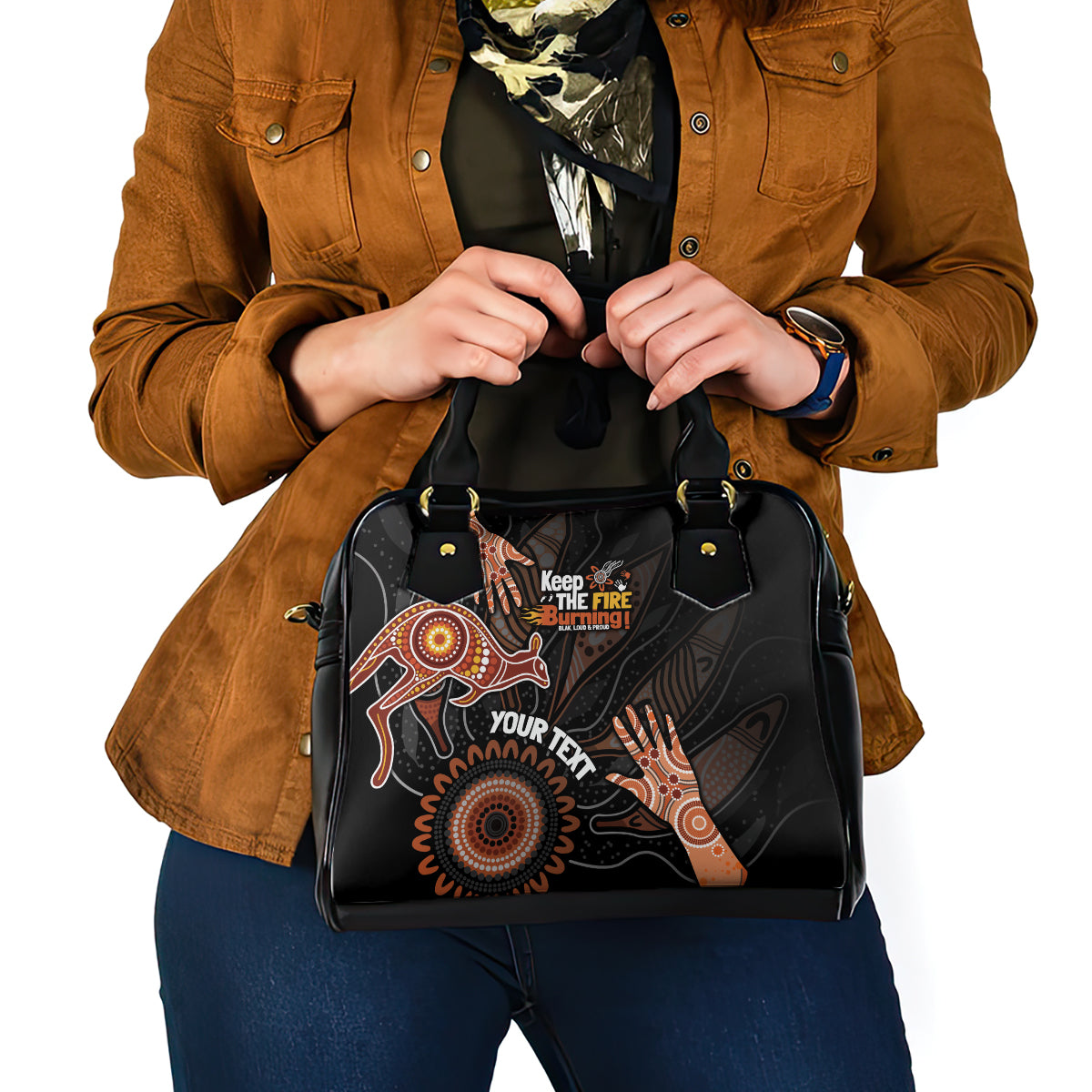 NAIDOC Week 2024 Personalised Shoulder Handbag Aboriginal Hand Stencils