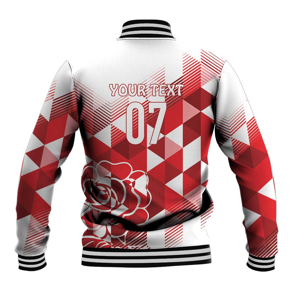 England Rugby Custom Baseball Jacket Crystalised Red Rose