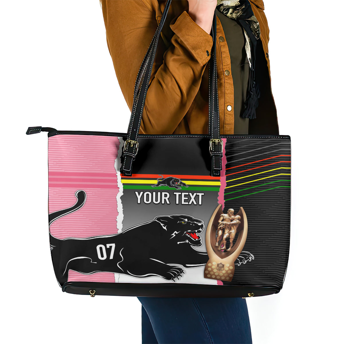 personalised-panther-rugby-nrl-premiers-leather-tote-bag-panther-pride-black-pink-sporty-vibe