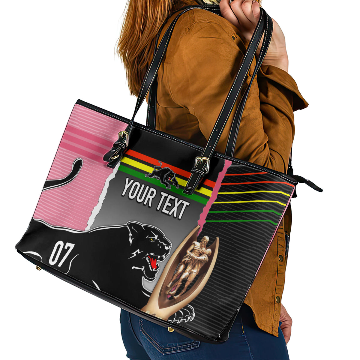 personalised-panther-rugby-nrl-premiers-leather-tote-bag-panther-pride-black-pink-sporty-vibe