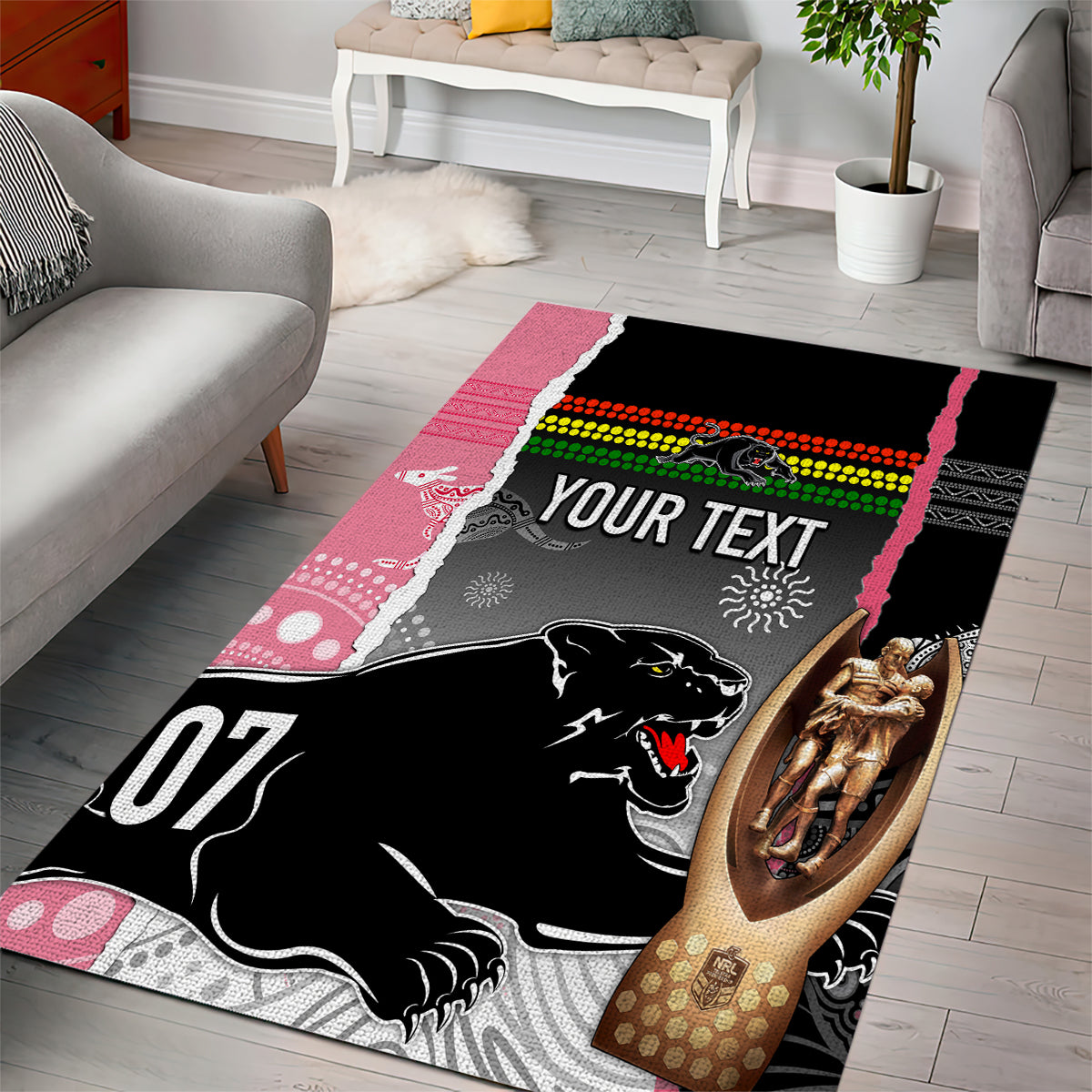 personalised-panther-rugby-nrl-premiers-area-rug-panther-pride-black-pink-aboriginal-mix-art