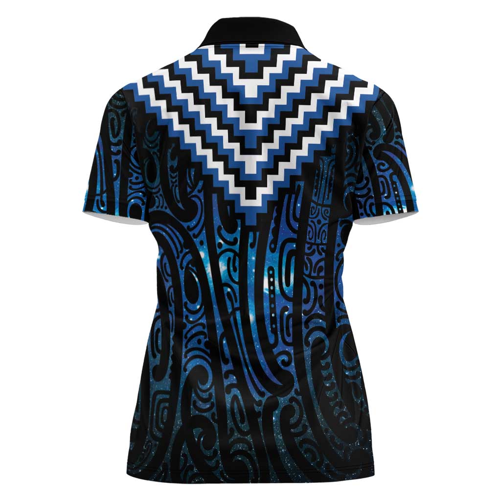 New Zealand Matariki Women Polo Shirt Galaxy Poutama Motifs