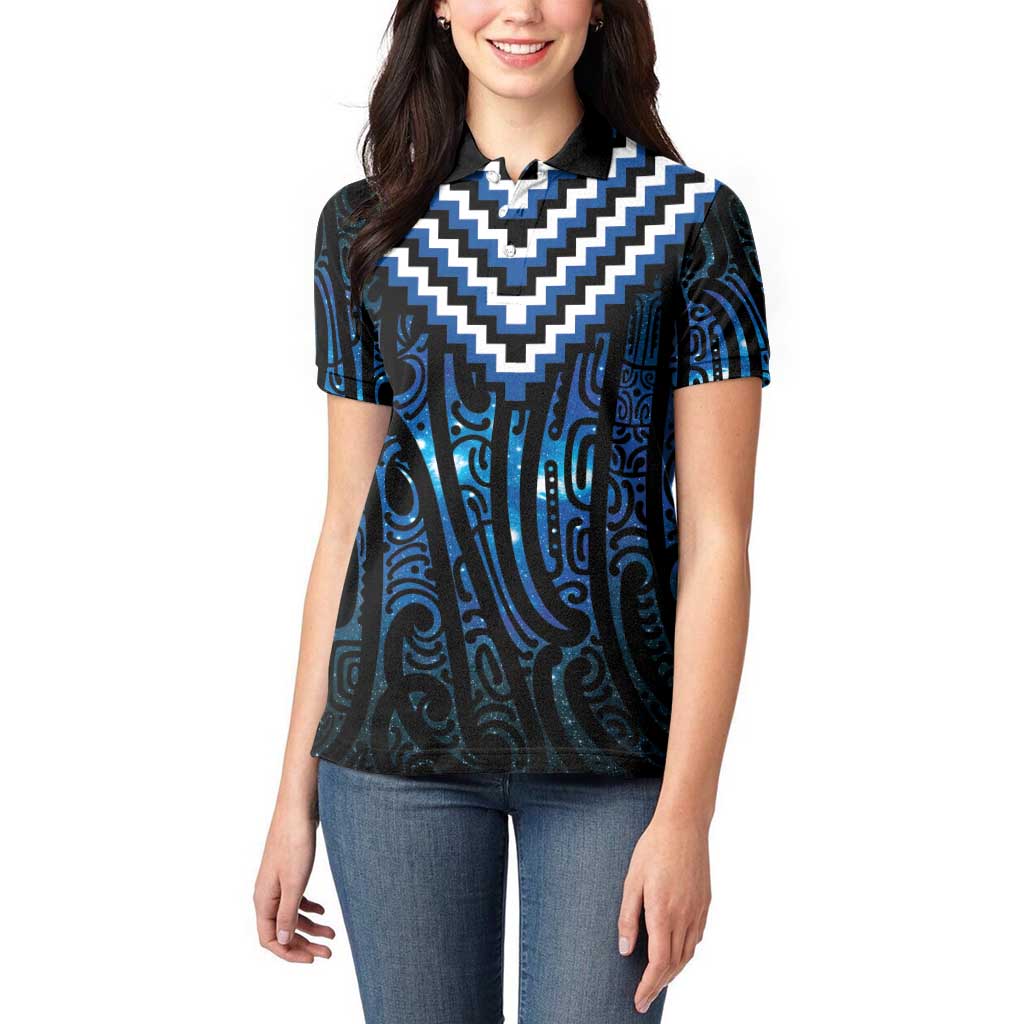 New Zealand Matariki Women Polo Shirt Galaxy Poutama Motifs