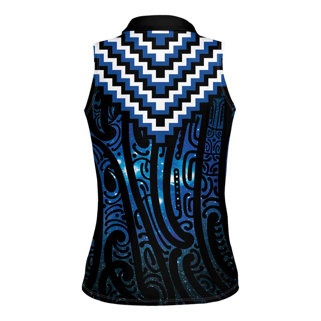 New Zealand Matariki Women Sleeveless Polo Shirt Galaxy Poutama Motifs