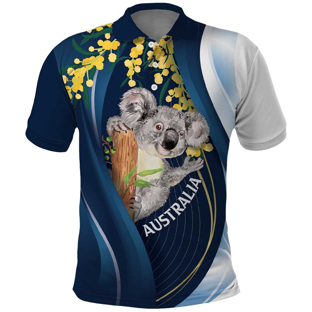 Australia Day Polo Shirt Koala Blue Modern Vibe