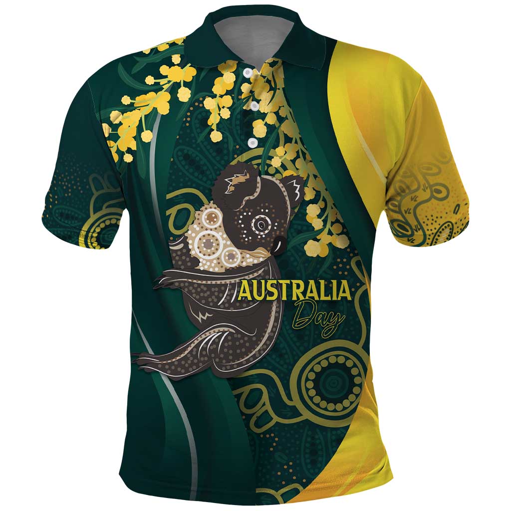 Australia Day Polo Shirt Koala Aboriginal Art