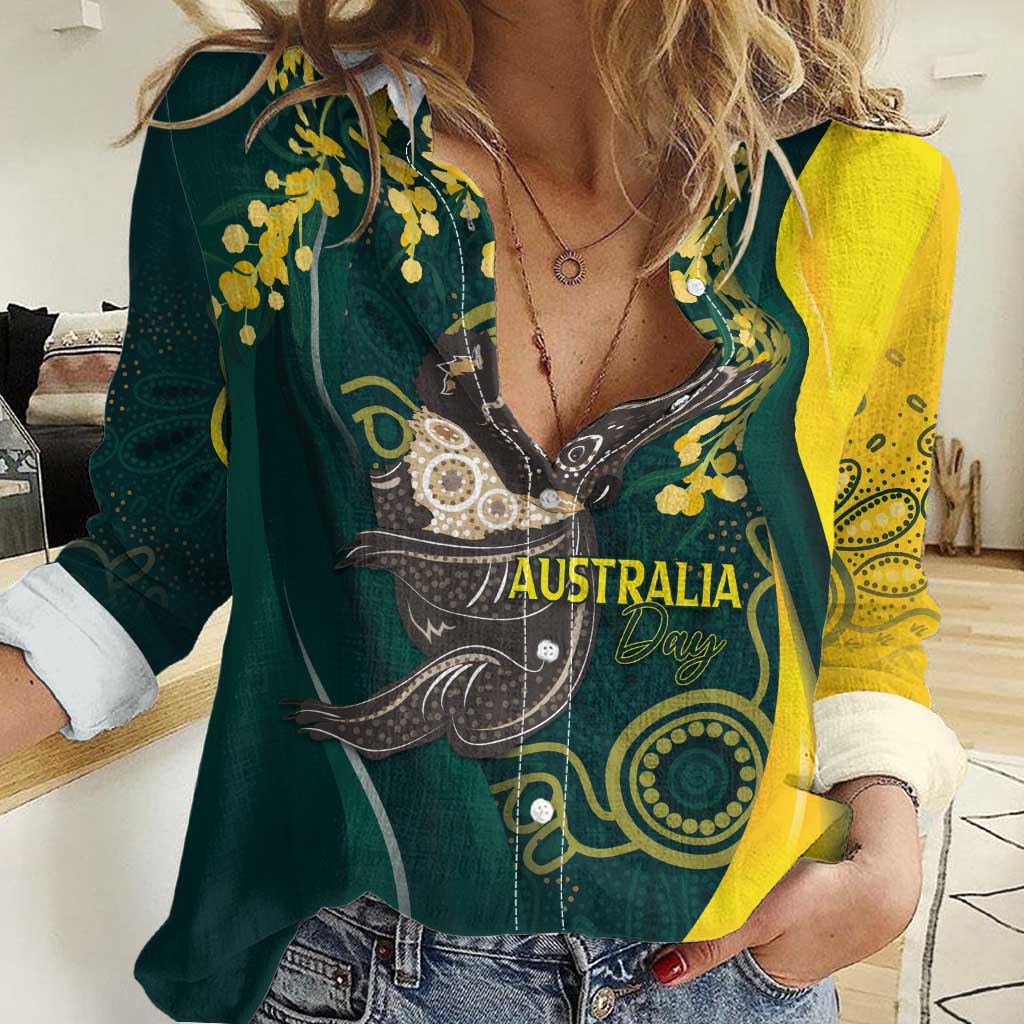 Australia Day Women Casual Shirt Koala Aboriginal Art