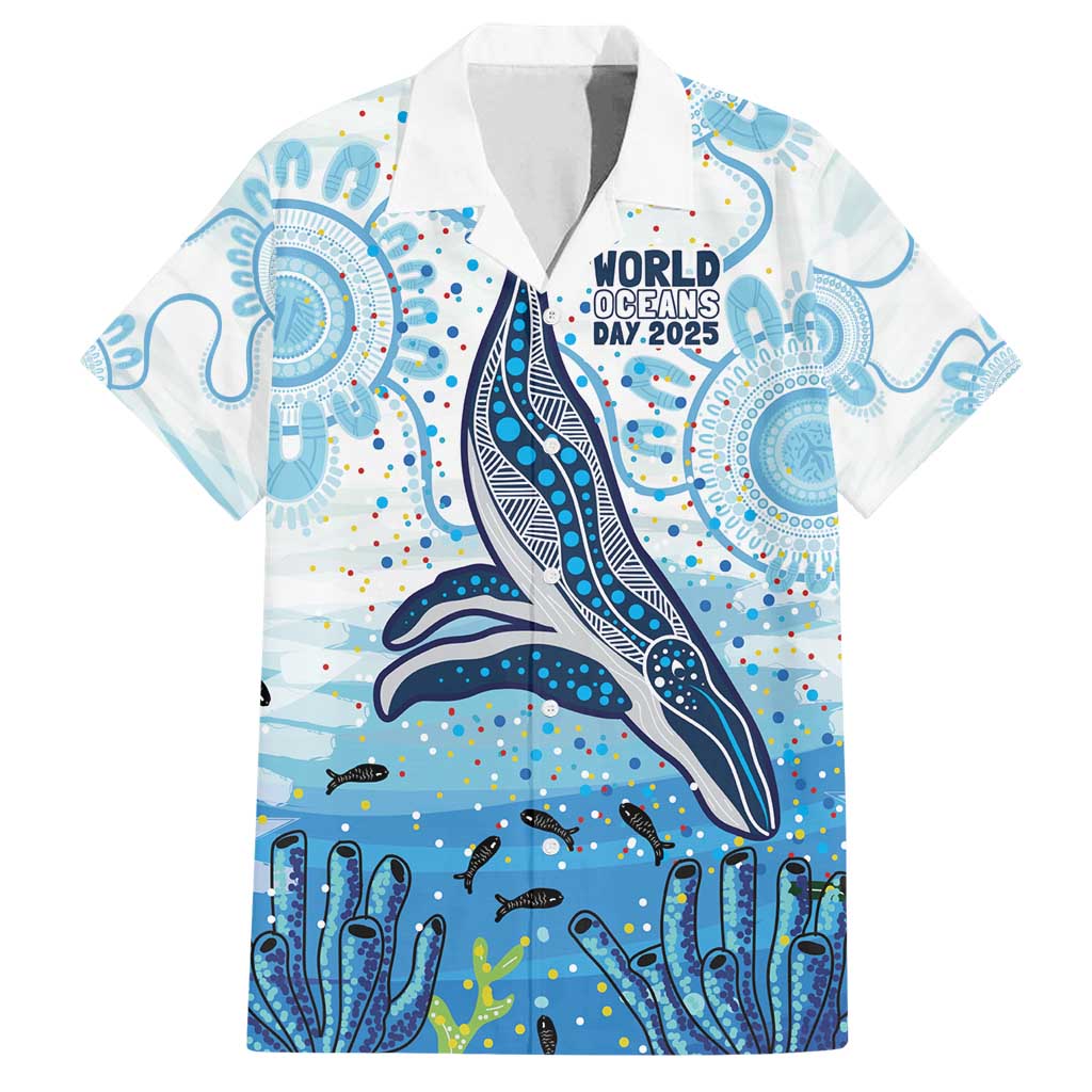 World Ocean Day Australia Aboriginal Family Matching Puletasi and Hawaiian Shirt Whale Watching