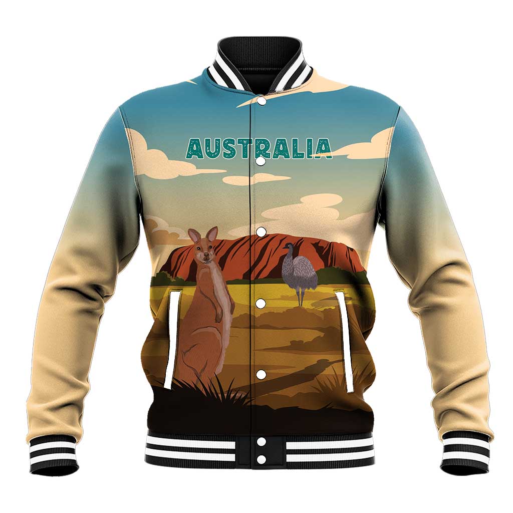 Australia Personalized Baseball Jacket Uluru Scenery