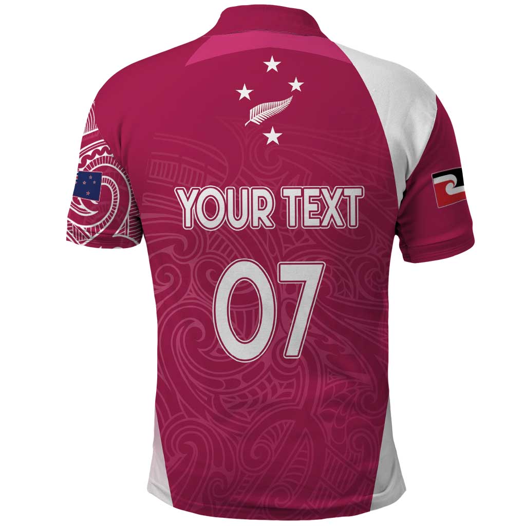 Personalised New Zealand Rugby Polo Shirt Aotearoa Champions - Pink Version