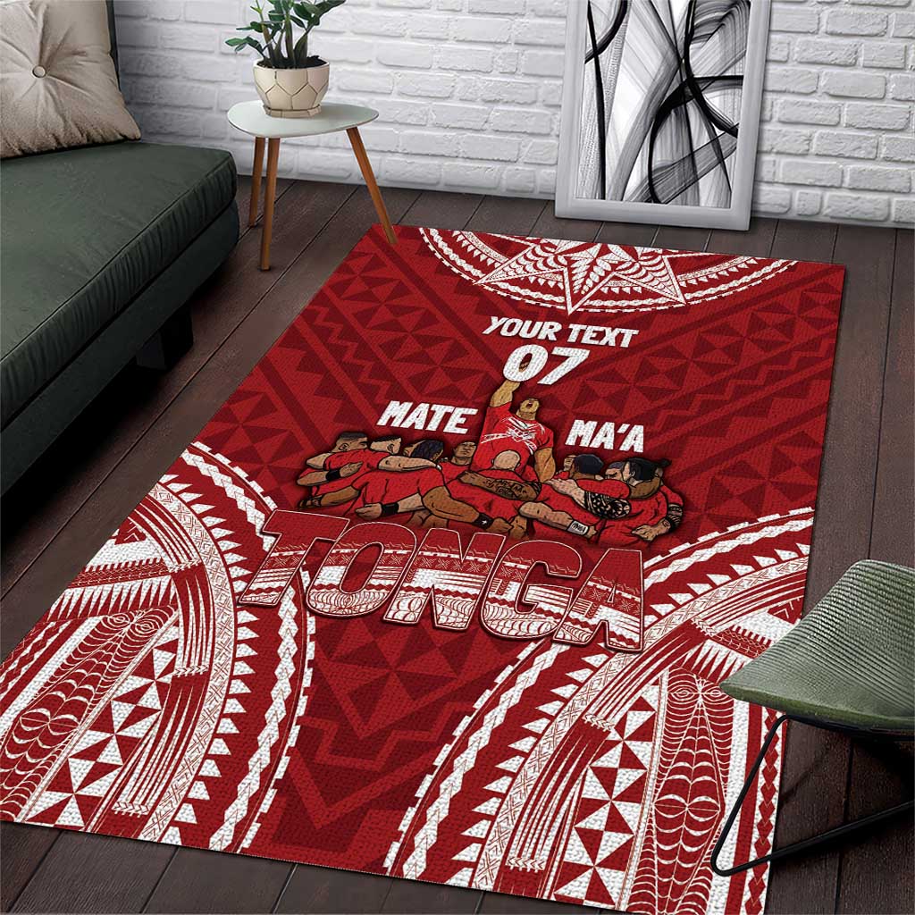 Personalized Mate Maa Tonga Rugby Area Rug Ofa Atu Tonga