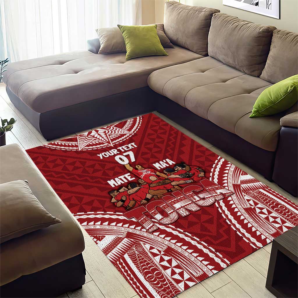 Personalized Mate Maa Tonga Rugby Area Rug Ofa Atu Tonga