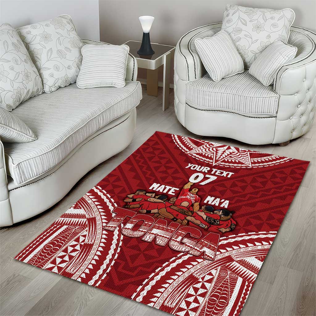 Personalized Mate Maa Tonga Rugby Area Rug Ofa Atu Tonga