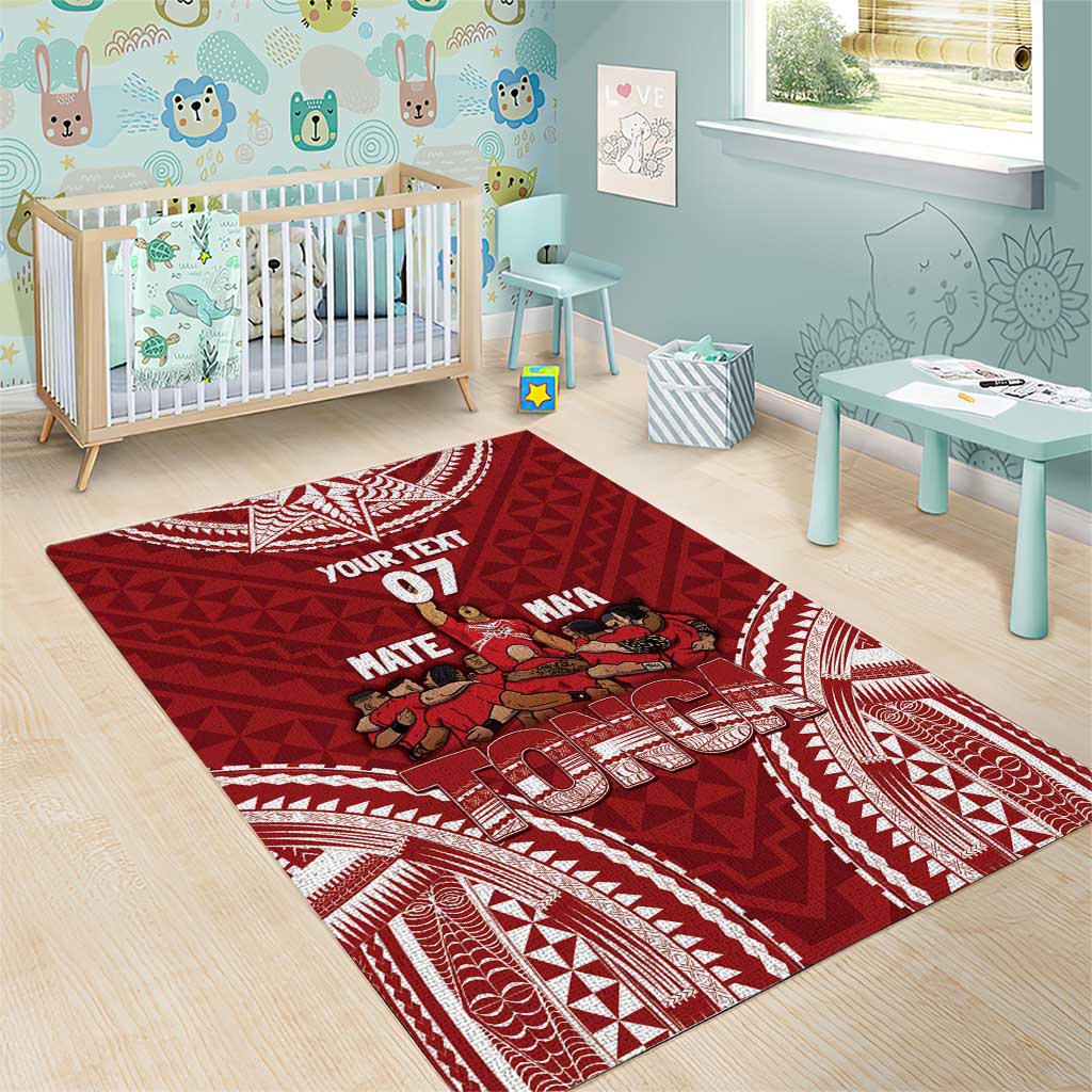 Personalized Mate Maa Tonga Rugby Area Rug Ofa Atu Tonga