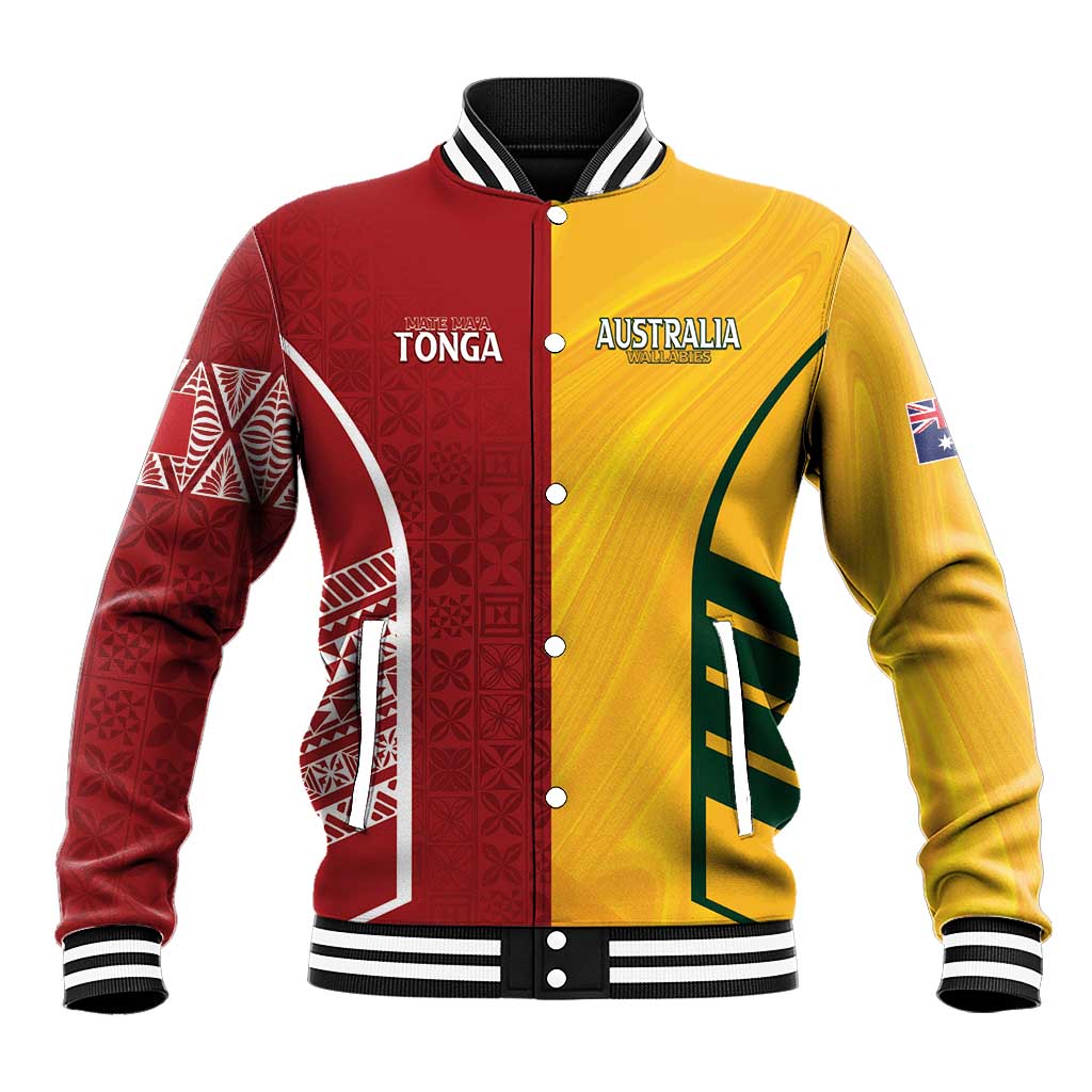 Australia - Tonga Rugby Custom Baseball Jacket Minimalist Dynamic