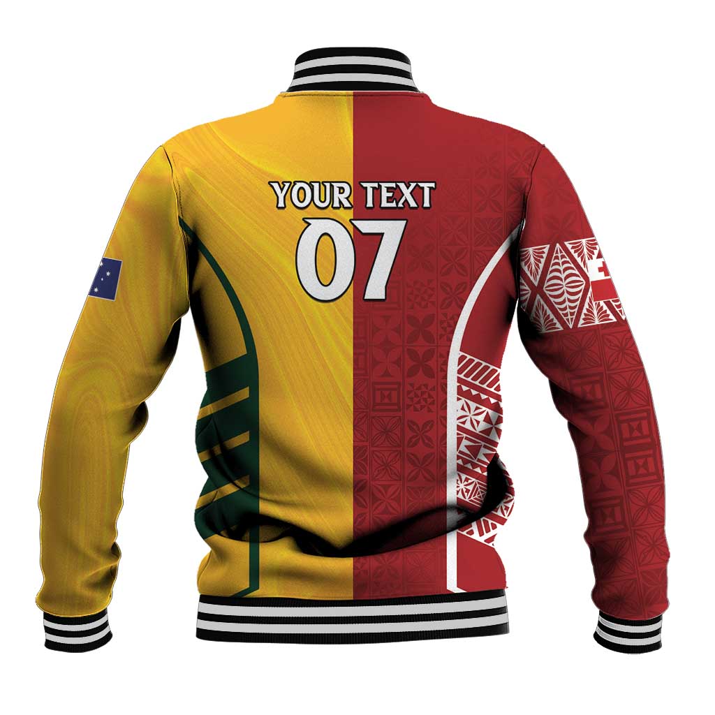 Australia - Tonga Rugby Custom Baseball Jacket Minimalist Dynamic