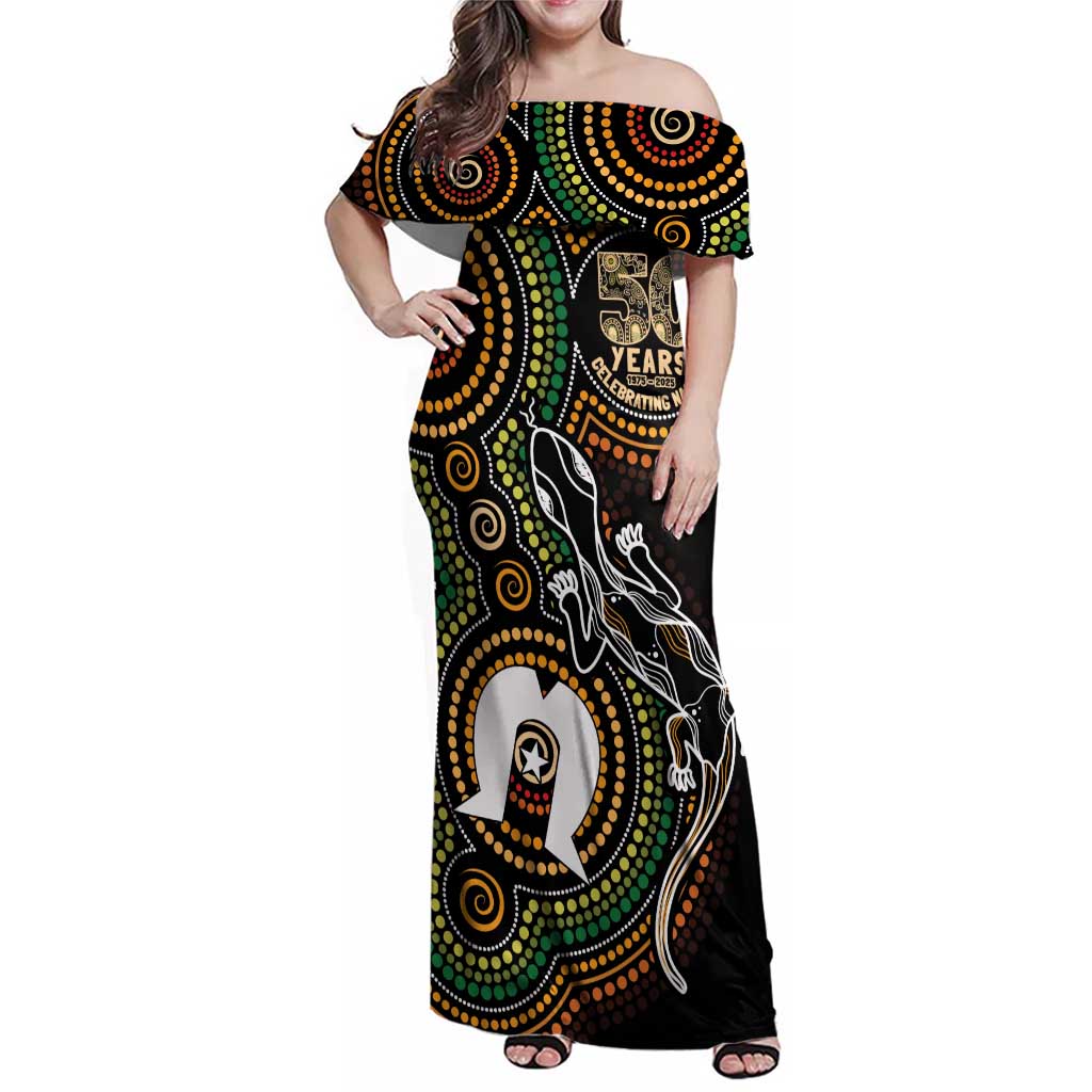 50 Years of NAIDOC Week Indigenous Family Matching Off Shoulder Maxi Dress and Hawaiian Shirt Honor The Past - Grace The Present