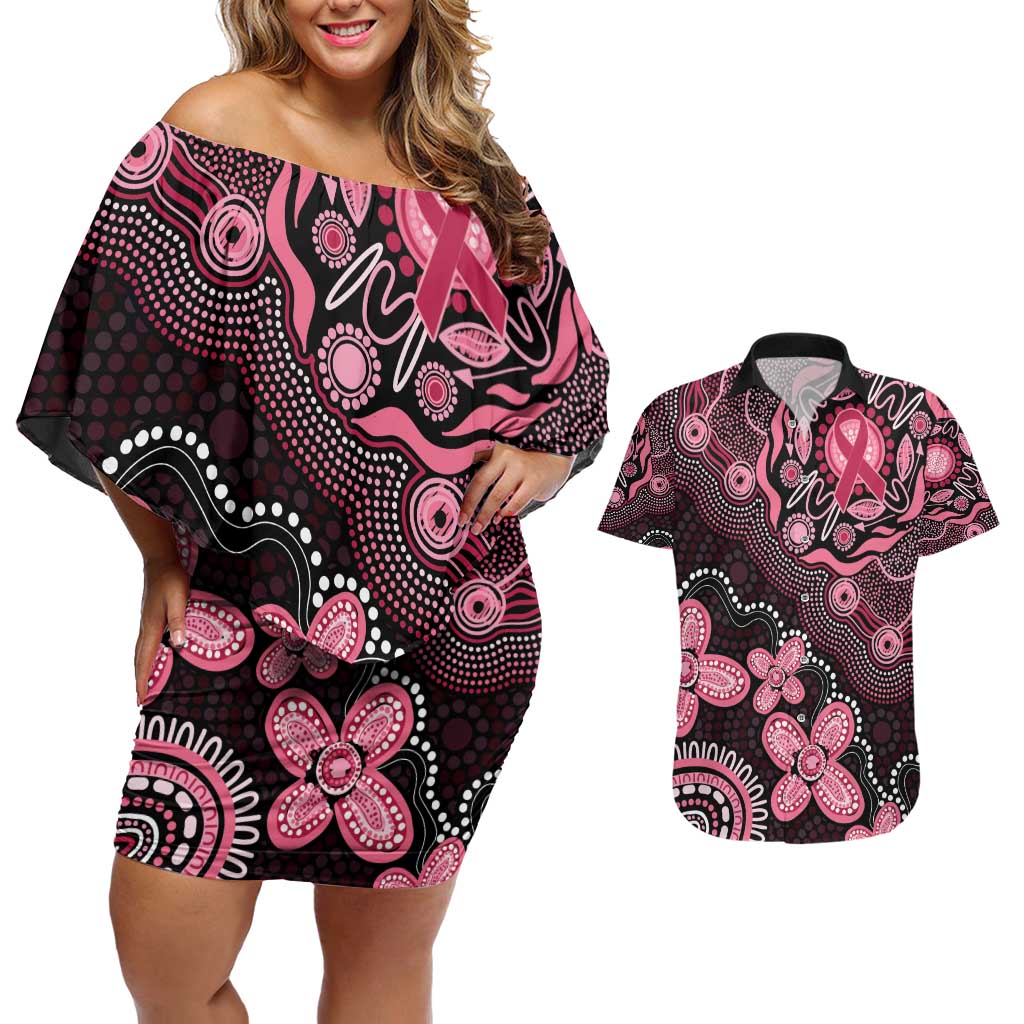 Honoring 50 Years of NAIDOC 2025 Personalised Couples Matching Off Shoulder Short Dress and Hawaiian Shirt Pink Power