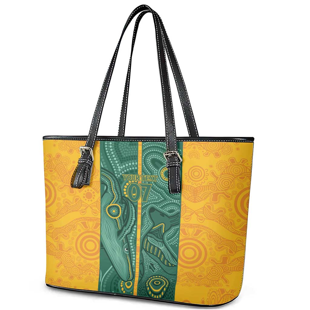 Australia 2024 Custom Leather Tote Bag Aboriginal GO Team Aussie