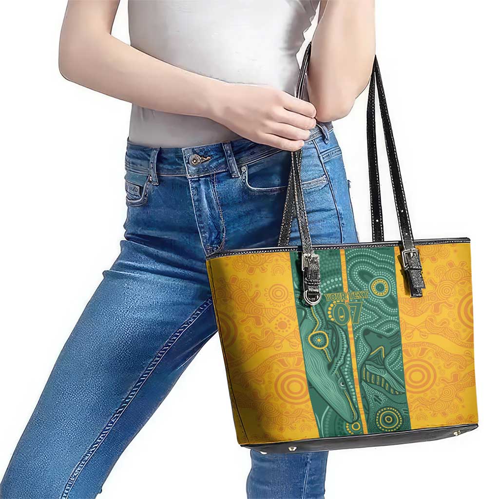 Australia 2024 Custom Leather Tote Bag Aboriginal GO Team Aussie