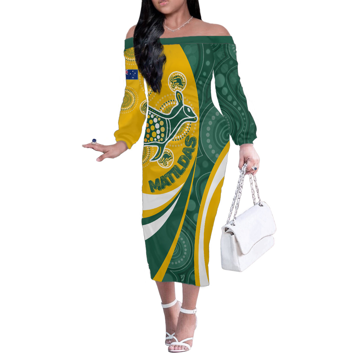 custom-australia-matildas-indigenous-family-matching-off-shoulder-long-sleeve-dress-and-hawaiian-shirt-go-tilly-special