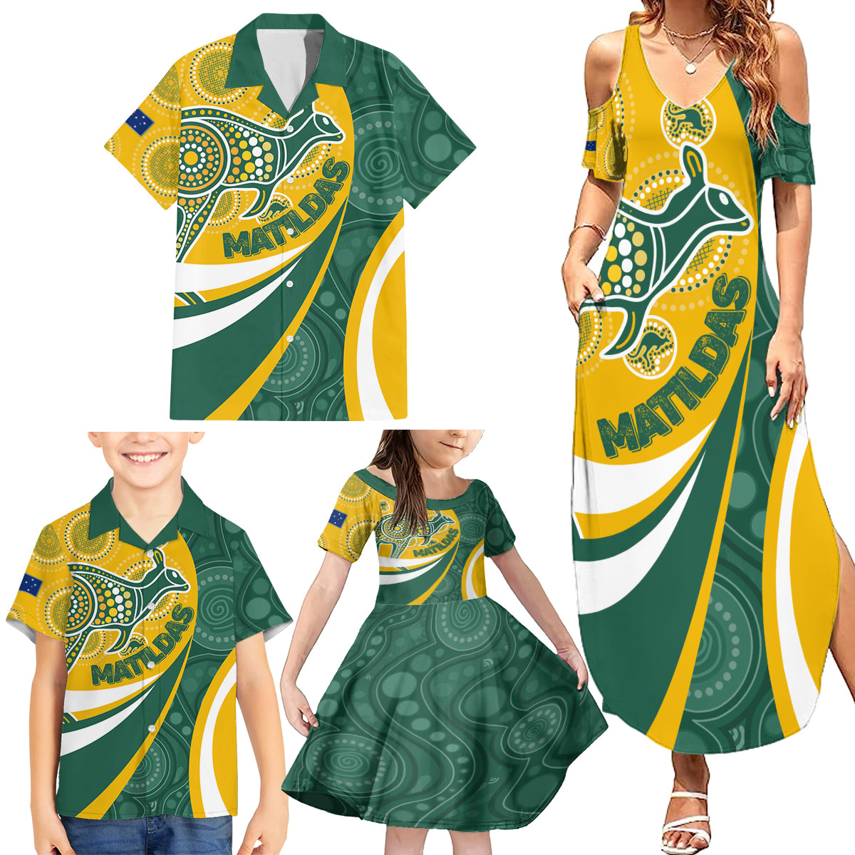 custom-australia-matildas-indigenous-family-matching-summer-maxi-dress-and-hawaiian-shirt-go-tilly-special