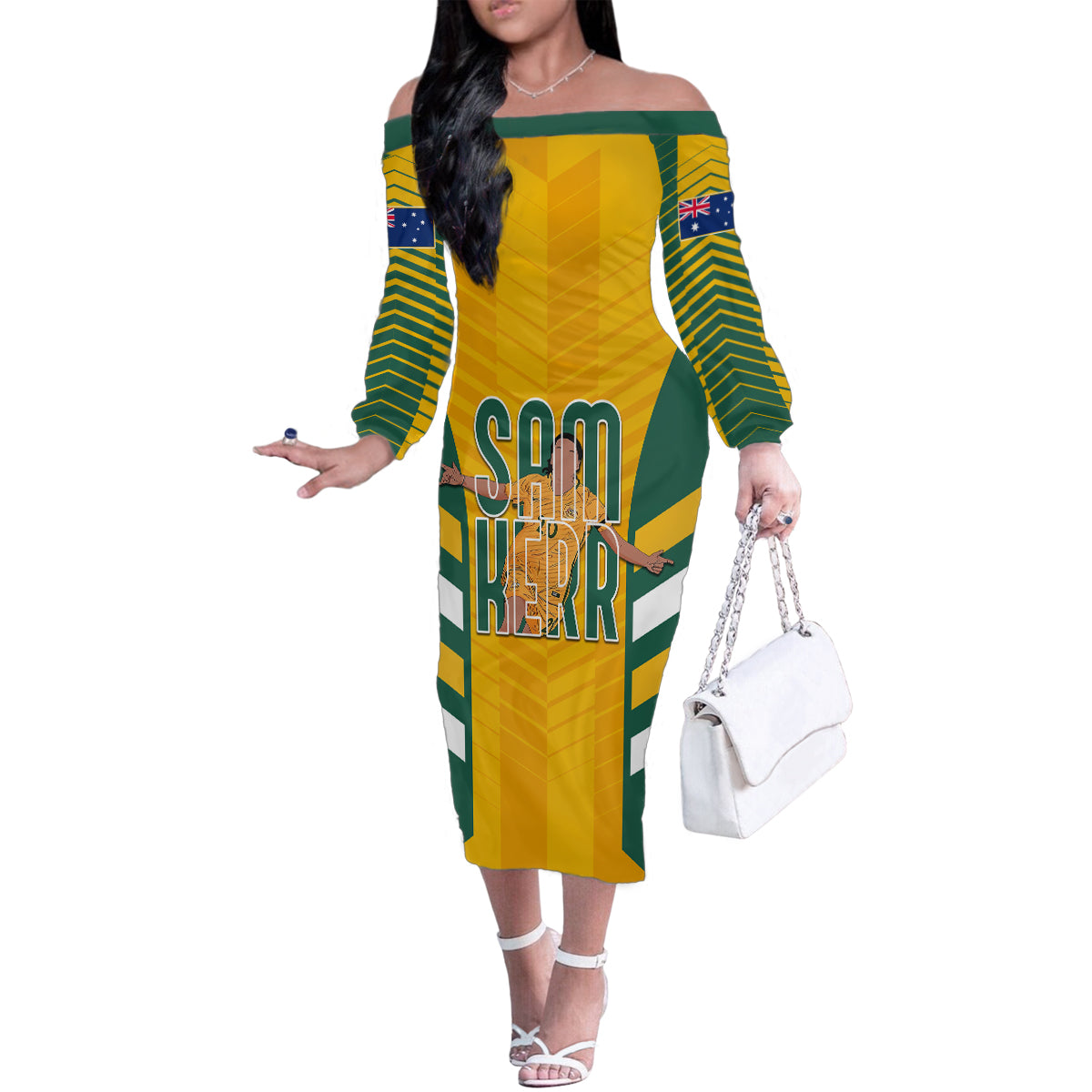 custom-australia-matildas-family-matching-off-shoulder-long-sleeve-dress-and-hawaiian-shirt-sam-kerr-legend