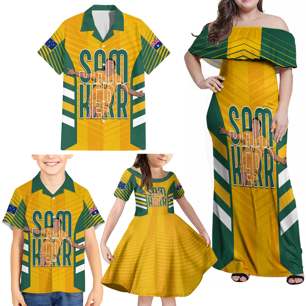 custom-australia-matildas-family-matching-off-shoulder-maxi-dress-and-hawaiian-shirt-sam-kerr-legend