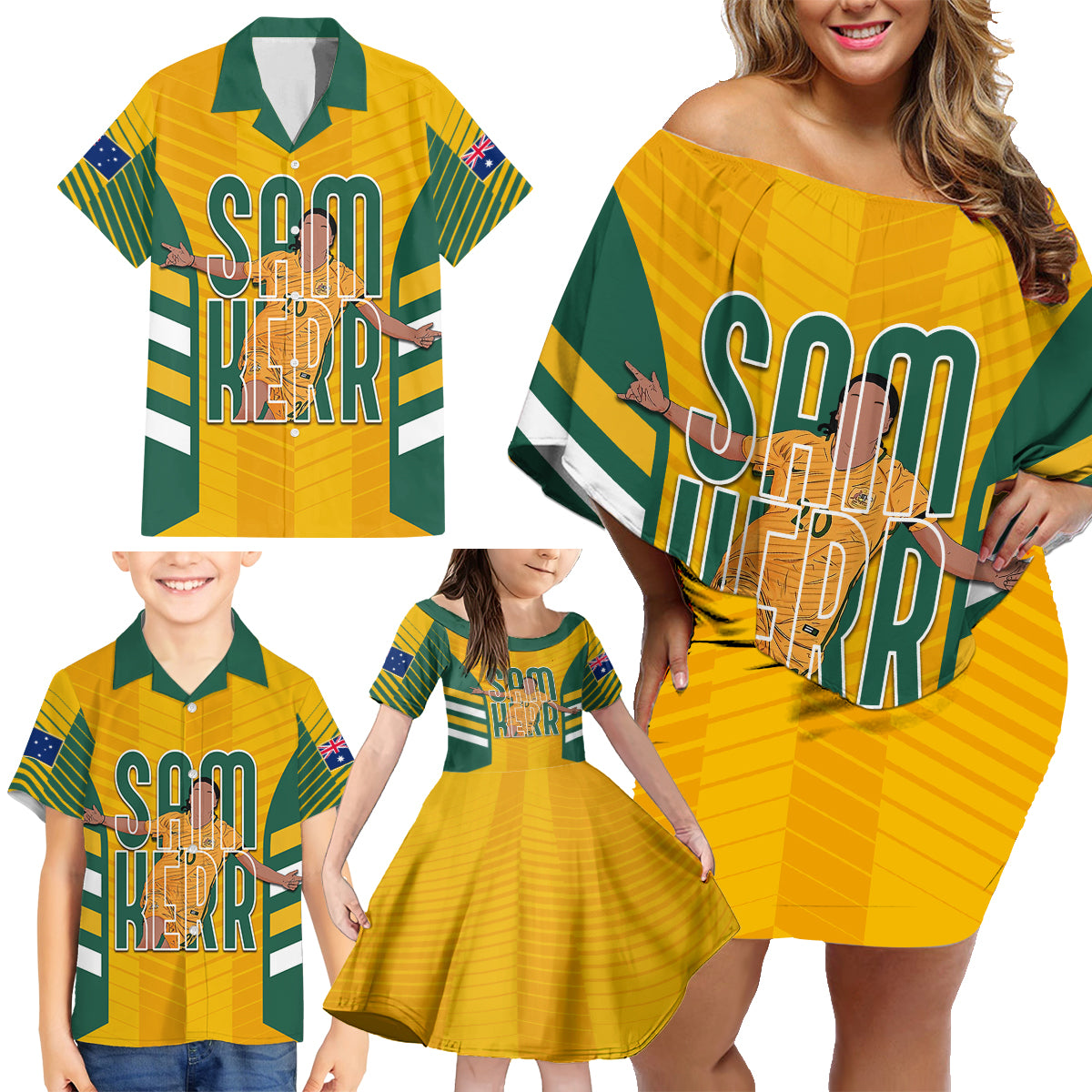 custom-australia-matildas-family-matching-off-shoulder-short-dress-and-hawaiian-shirt-sam-kerr-legend