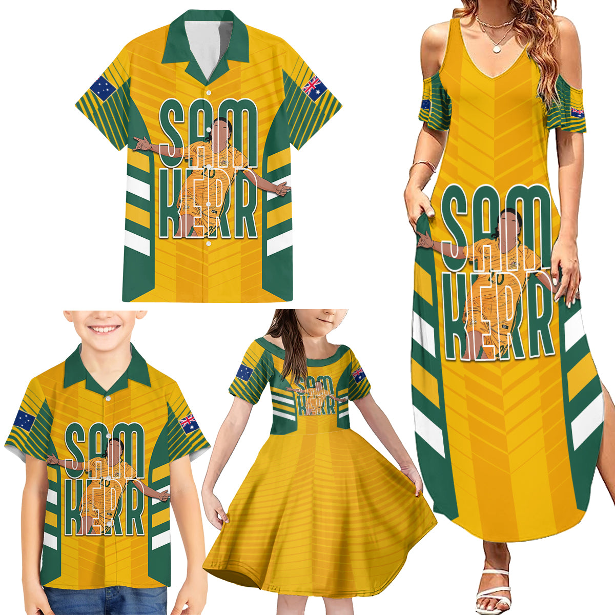 custom-australia-matildas-family-matching-summer-maxi-dress-and-hawaiian-shirt-sam-kerr-legend