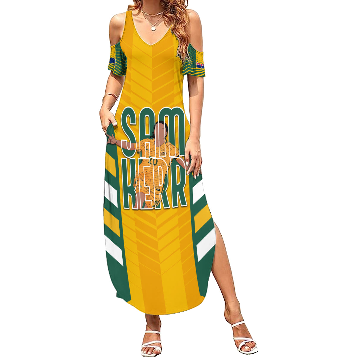 custom-australia-matildas-family-matching-summer-maxi-dress-and-hawaiian-shirt-sam-kerr-legend