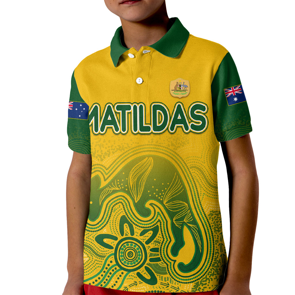 personalised-australia-soccer-indigenous-kid-polo-shirt-women-world-cup-2023-matildas-gradient-ver