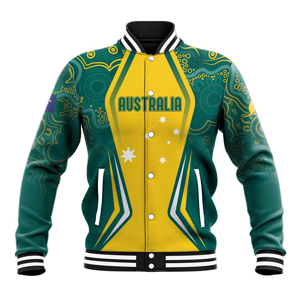 Australia 2024 Olympics Custom Baseball Jacket Rise of the Roos Aborignal Style