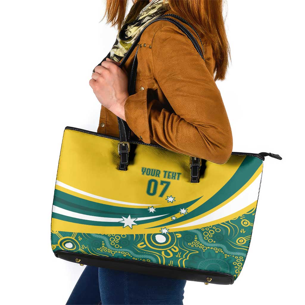 Australia 2024 Olympics Custom Leather Tote Bag Rise of the Roos Aborignal Style