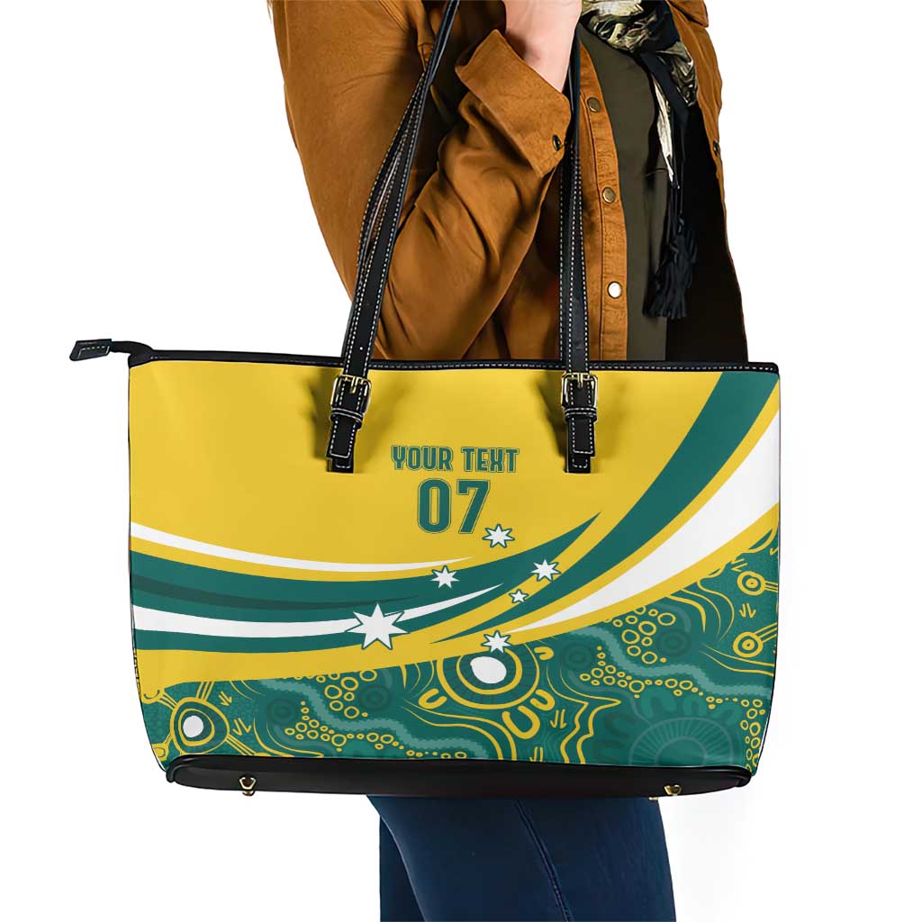 Australia 2024 Olympics Custom Leather Tote Bag Rise of the Roos Aborignal Style