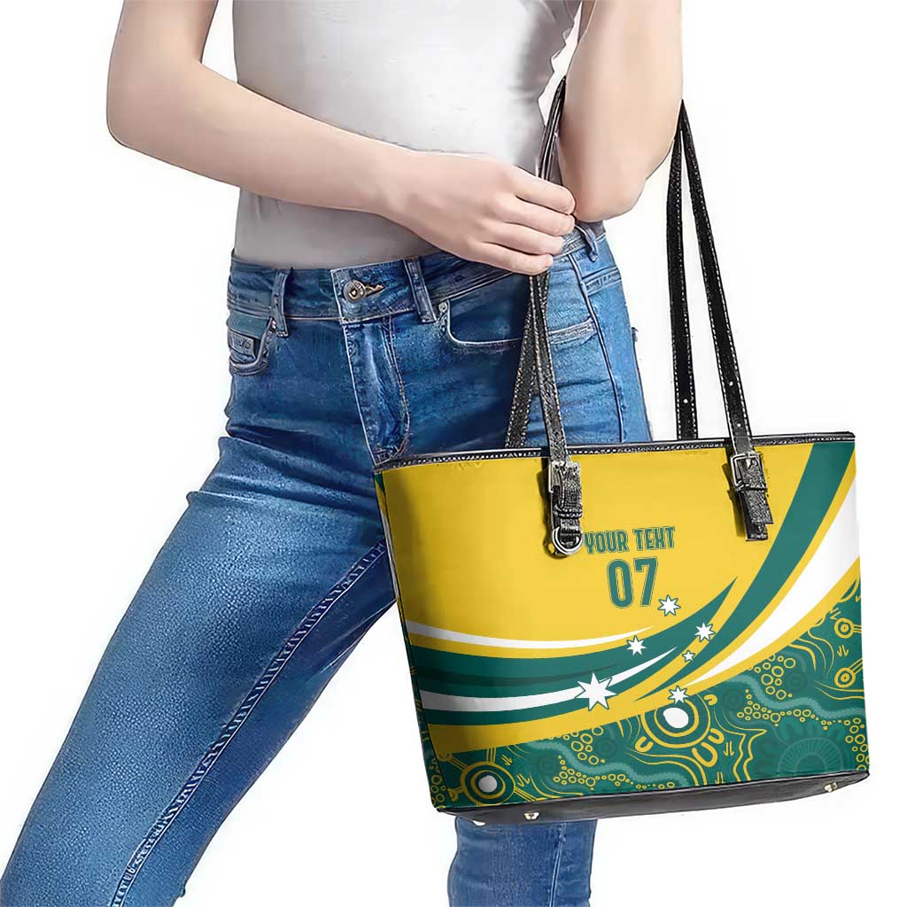 Australia 2024 Olympics Custom Leather Tote Bag Rise of the Roos Aborignal Style