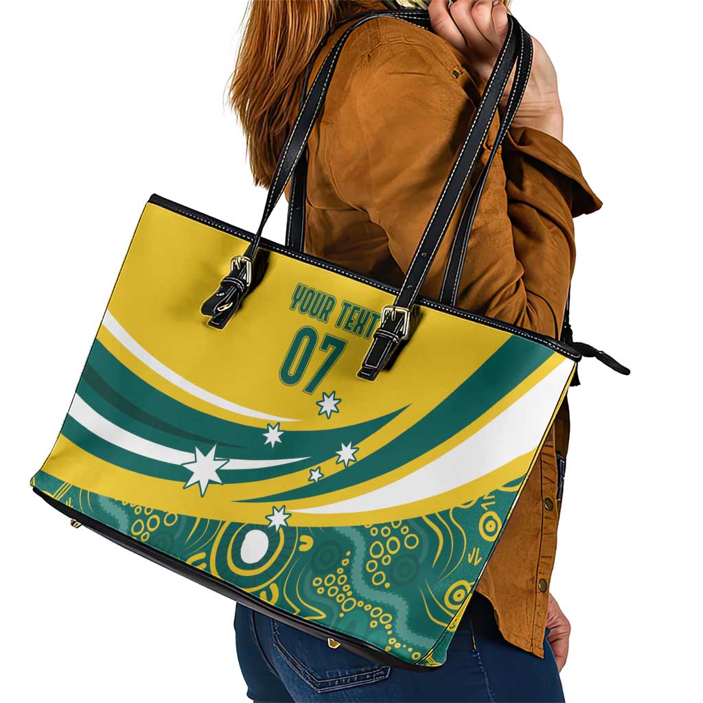 Australia 2024 Olympics Custom Leather Tote Bag Rise of the Roos Aborignal Style